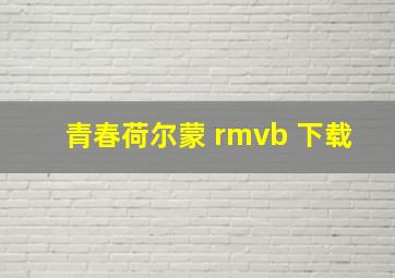 青春荷尔蒙 rmvb 下载